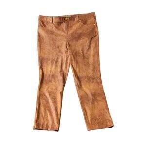Chicos Women's Size 2.5 US L/14 Ultimate Fit Slim Faux Suede Knit Pants Brown